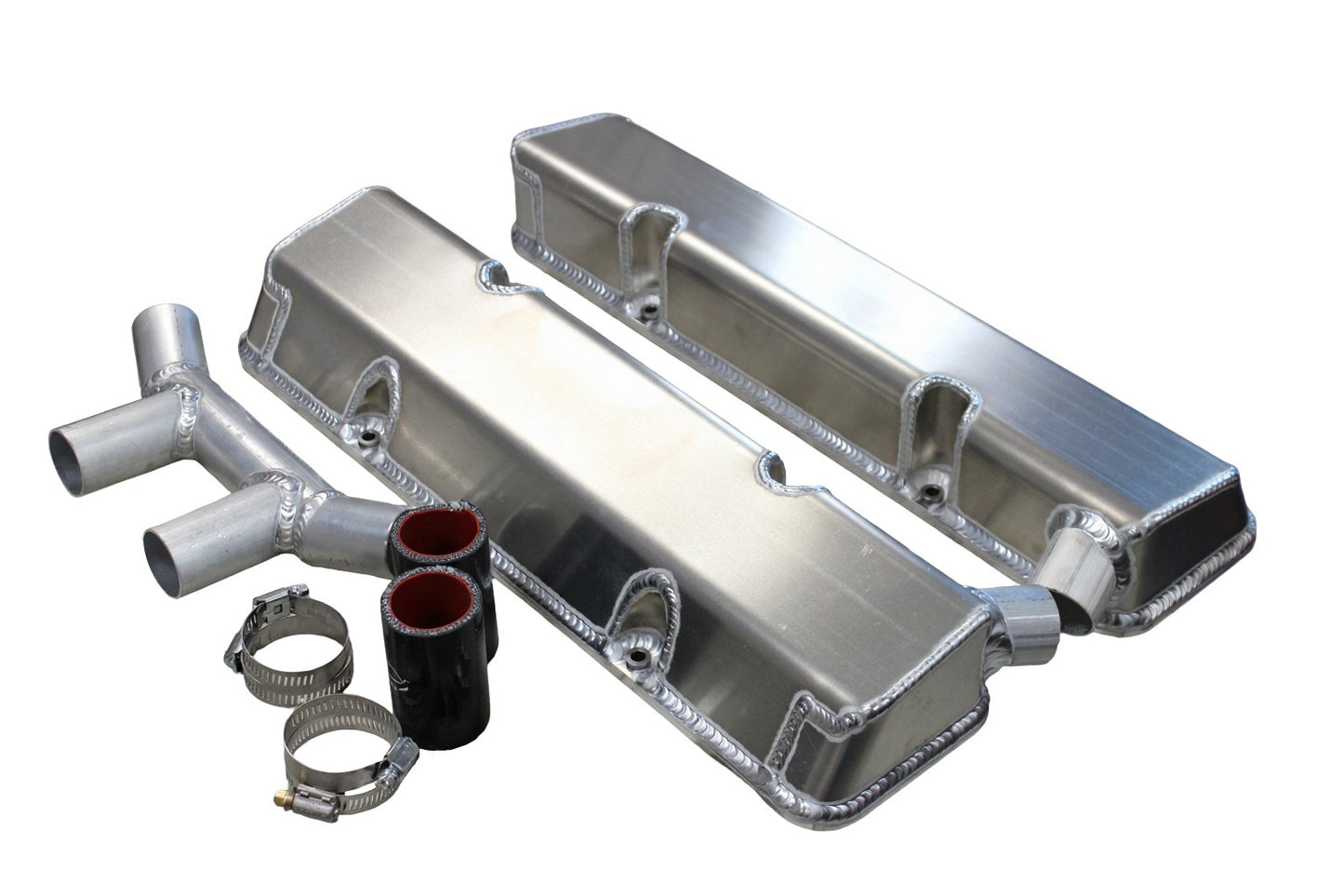 KEVKO OIL PANS & COMPONENTS SBC Fab Valve Cover Set Dual Crossover Breather Engines and Components Engine Covers, Pans and Dress-Up Components main image