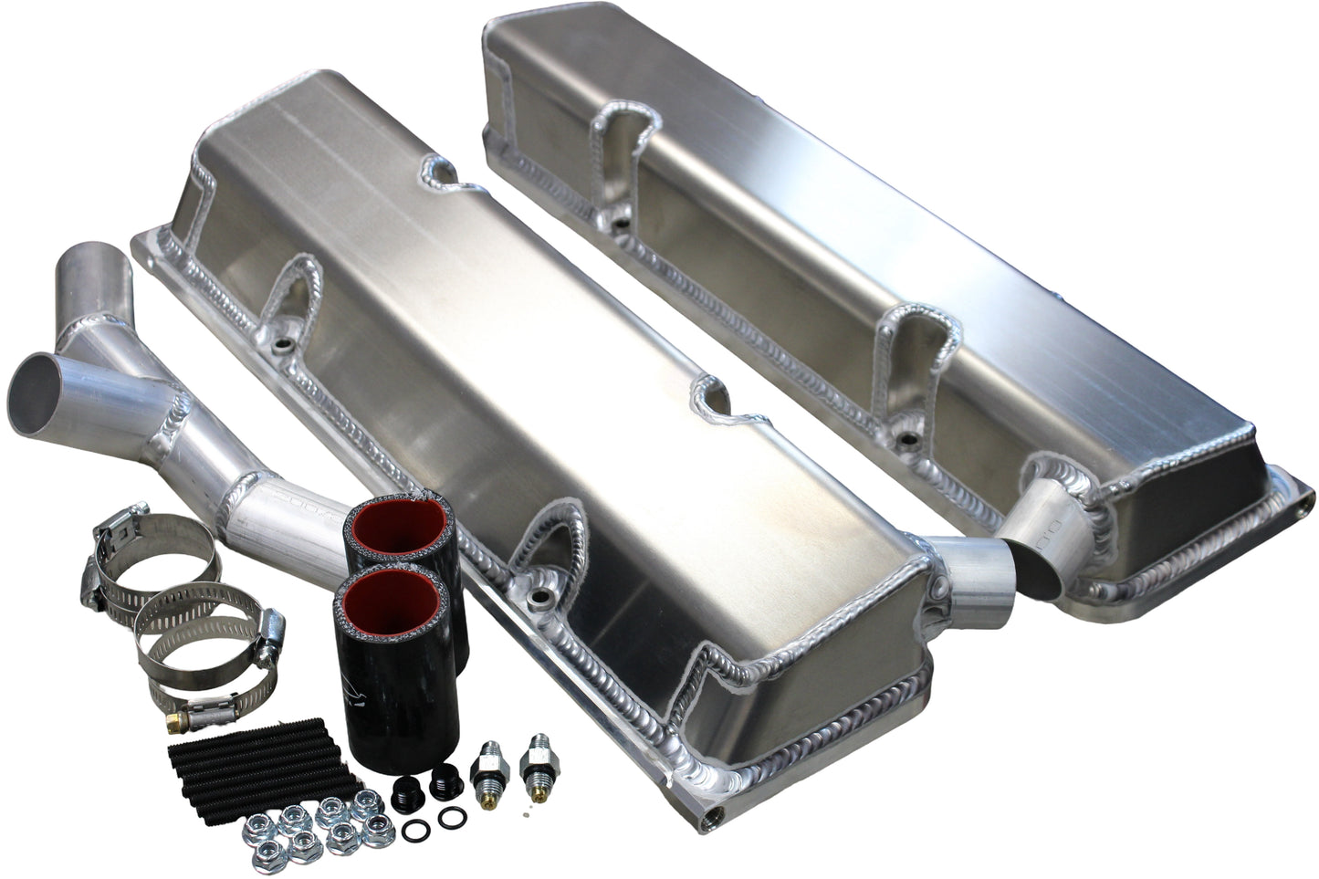 KEVKO OIL PANS & COMPONENTS SBC Fab Valve Cover Set Sgl Crossover Breathe Engines and Components Engine Covers, Pans and Dress-Up Components main image