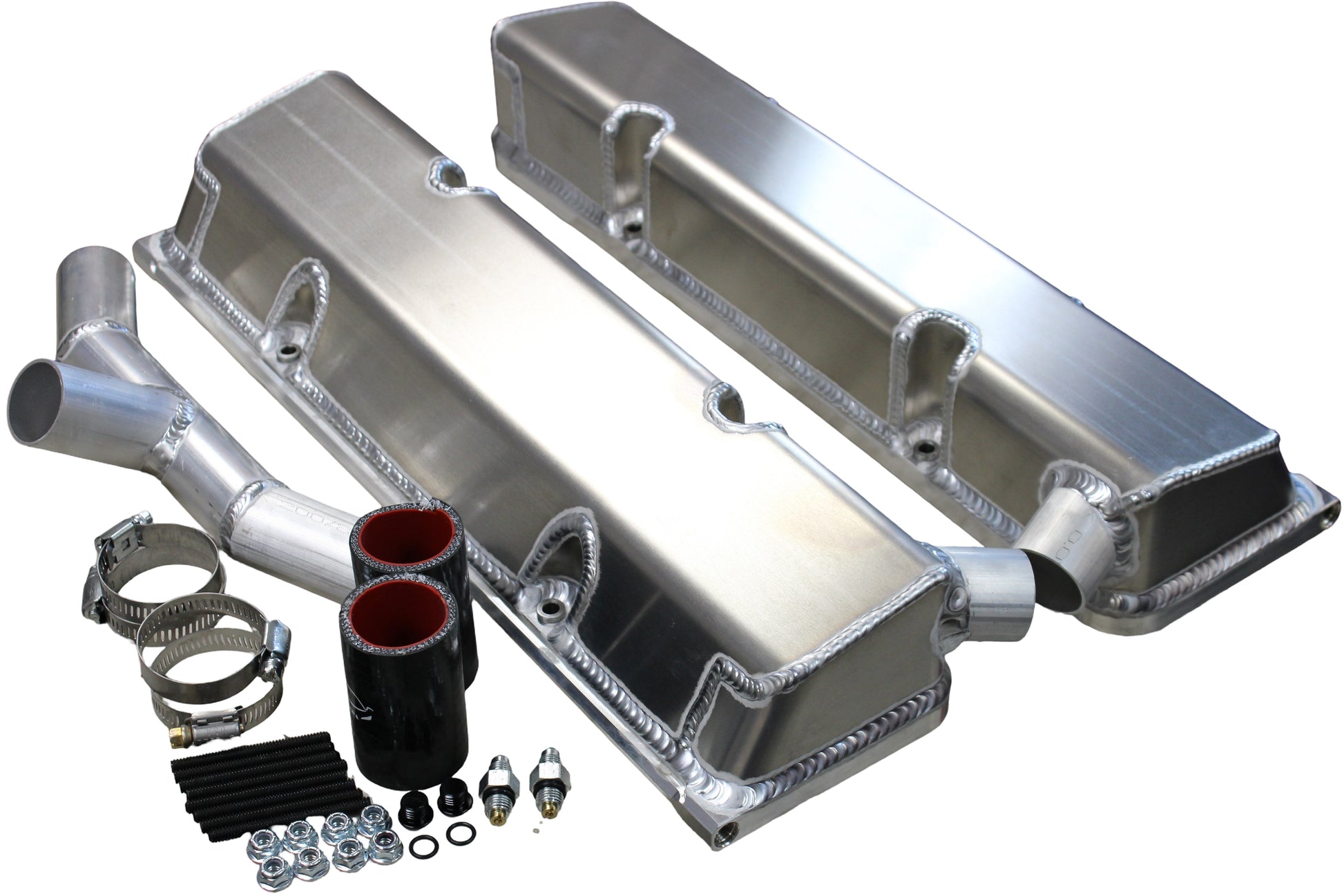 KEVKO OIL PANS & COMPONENTS SBC Fab Valve Cover Set Sgl Crossover Breathe Engines and Components Engine Covers, Pans and Dress-Up Components main image
