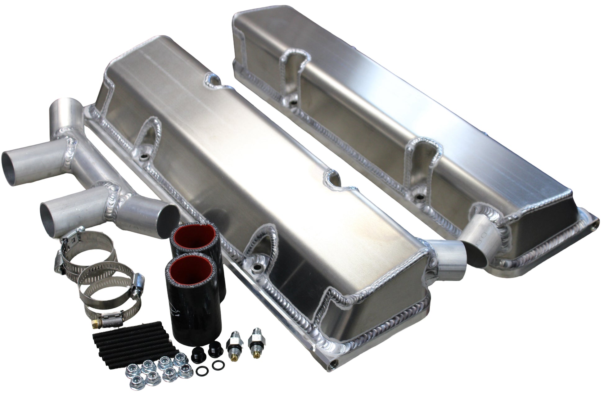 KEVKO OIL PANS & COMPONENTS SBC Fab Valve Cover Set Dual Crossover Breather Engines and Components Engine Covers, Pans and Dress-Up Components main image