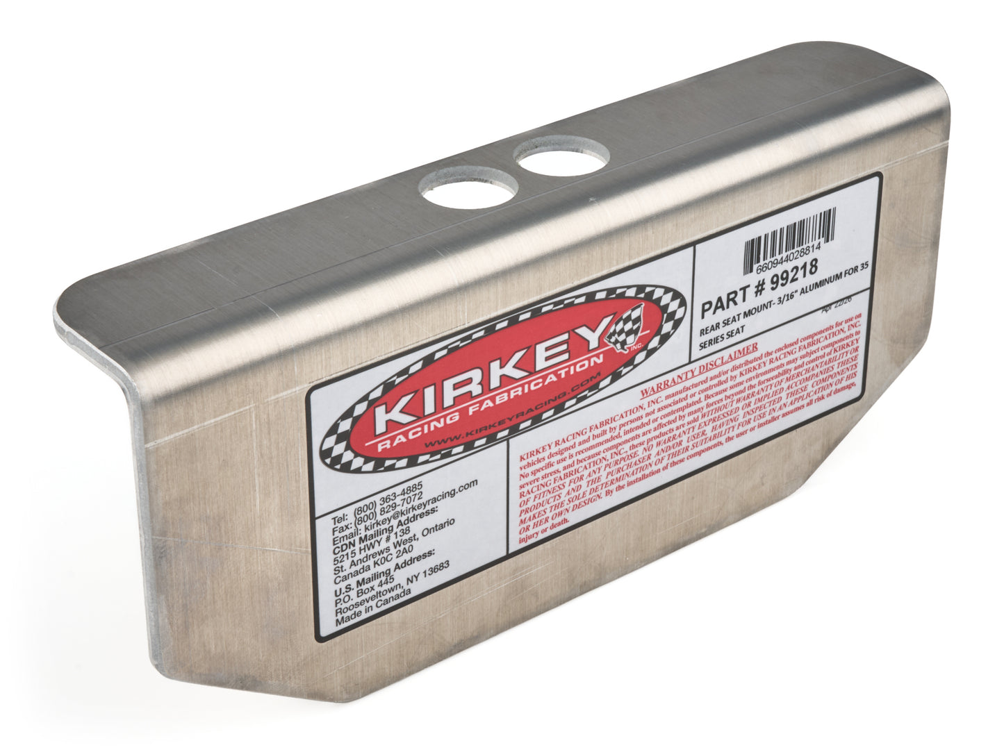 KIRKEY Seat Mount Rear 3 / 16 Aluminum For 35 Series Interior and Accessories Seats and Components main image