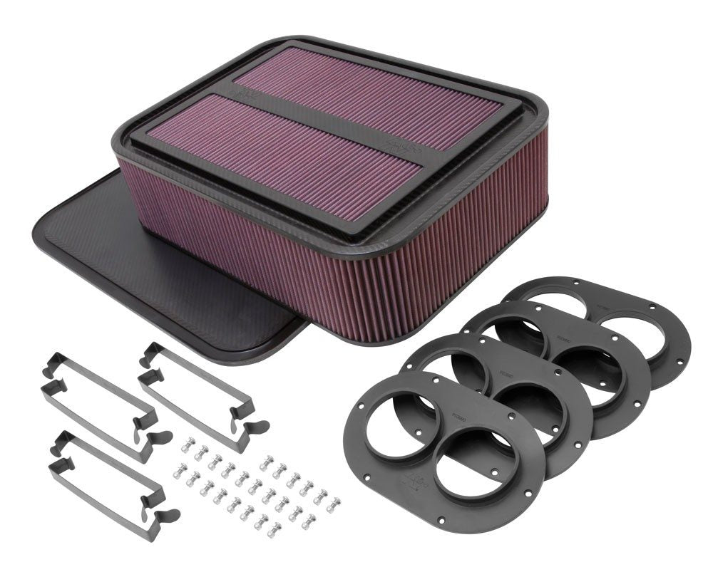 K&N Engineering K&N Custom Racing Air Filter - Rectangular Carbon Fiber 4in Air Box w/ 2.75in Air Horn 100-8593