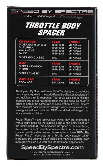 Spectre 99-07 GM Truck Throttle Body Injection Spacer 11251