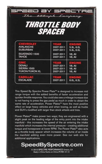 Spectre 07-11 GM 4.8L/5.3L/6.2L Throttle Body Injection Spacer 11256