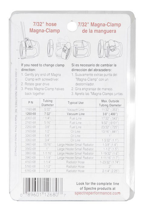 Spectre Magna-Clamp Hose Clamps 7/32in. (2 Pack) - Chrome 1268