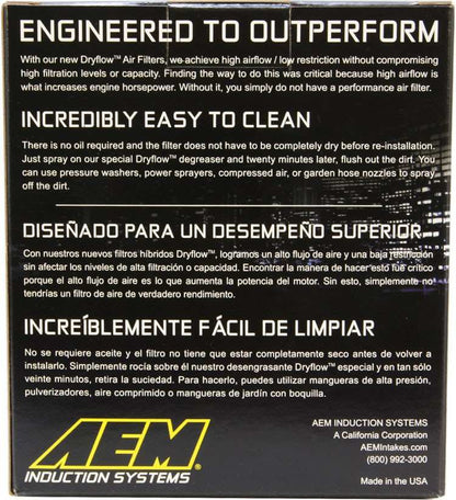 AEM Induction DryFlow Air Filter 3.25in X 5-1/4in AIP21-2110DK