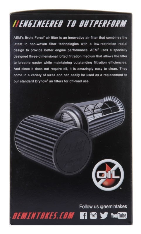 AEM Induction AEM Dryflow 3.25in. X 7in. Round Tapered Air Filter 21-2113BF