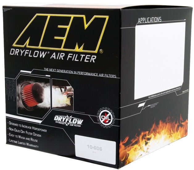 AEM Induction AEM Dual 3in Flange 9in L x 6in W Base 7.75in L x 5in W Top 8.1875in Height DryFlow Air Filter 21-2138DK