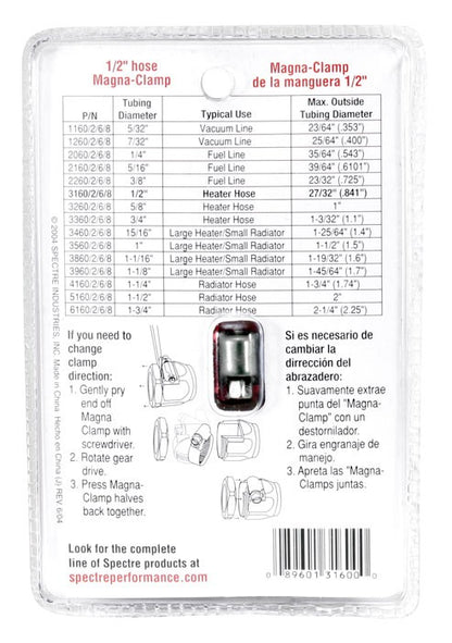Spectre Magna-Clamp Hose Clamp 1/2in. - Red/Blue 3160