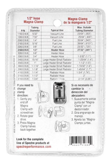 Spectre Magna-Clamp Hose Clamp 1/2in. - Chrome 3168