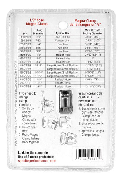 Spectre Magna-Clamp Hose Clamp 1/2in. - Chrome 3168