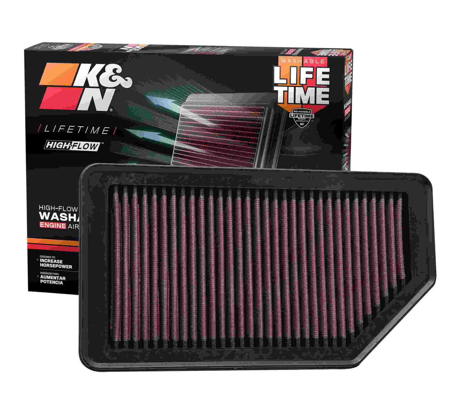 K&N Engineering K&N Replacement Air Filter 10.625in O/S Length x 5.75in O/S Width x 1in Height 33-2472