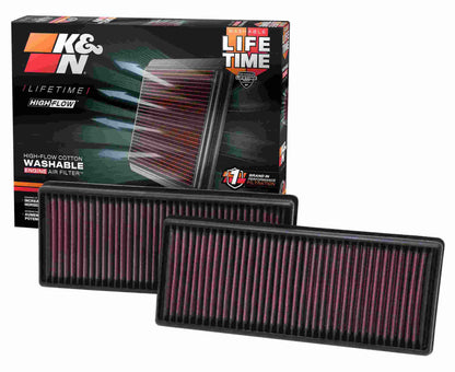 K&N Engineering K&N Replacement Air Filter 12.563in O/S Length x 5.25in O/S Width x 1.625in H (Inc 2 Filters) 33-2474