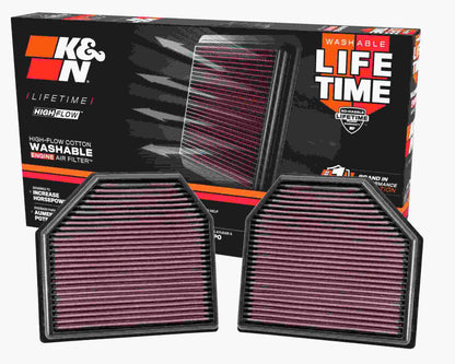 K&N Engineering K&N Replacement Air Filter for 11-14 BMW M5/M6 4.4L V8 / 2015 M4/M3 3.0L I6  (2 per box) 33-2488