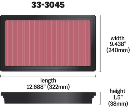 K&N Engineering K&N 2016 TOYOTA HILUX REVO 2.8L L4 DSL Drop In Air Filter 33-3045