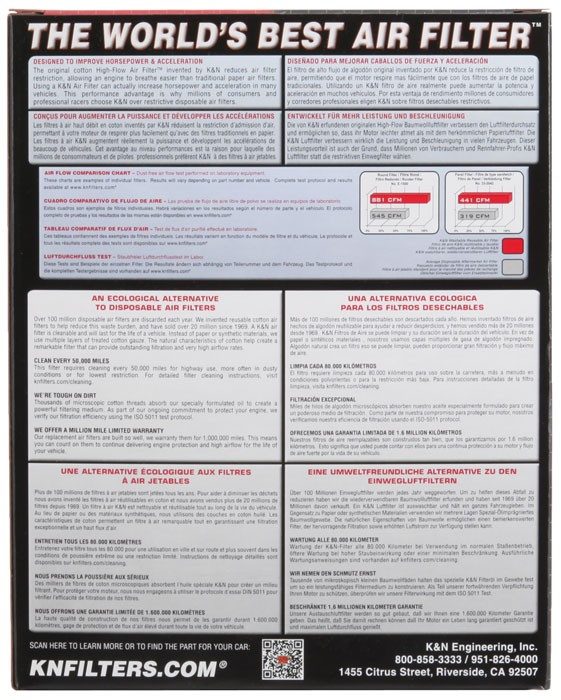 K&N Engineering K&N 2015 Volkswagen Golf VII L4-1.6L F/I Replacement Drop In Air Filter 33-3060