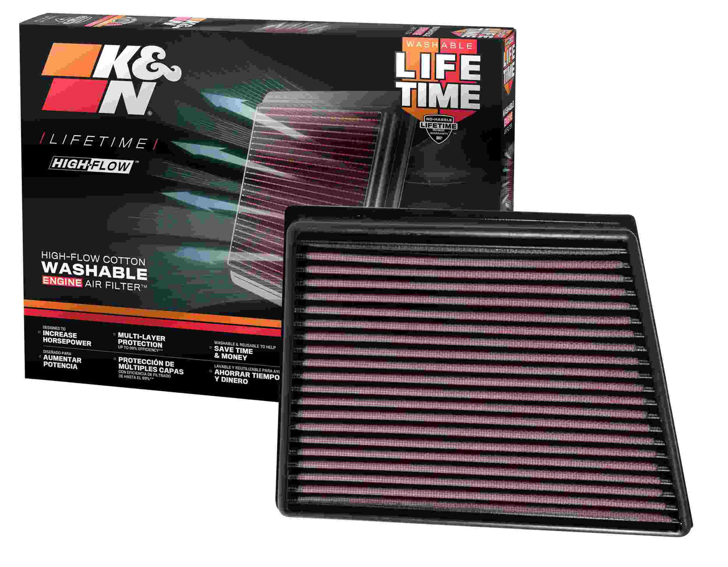 K&N Engineering K&N 2015 Jaguar F-Pace V6-3.0L F/I Left Side Replacement Drop In Air Filter 33-3075
