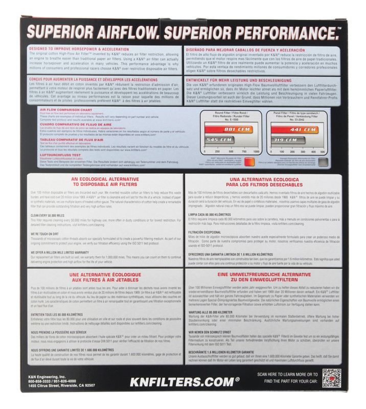K&N Engineering K&N Replacement Panel Air Filter for 2015 Hyundai Genesis Sedan 3.8L V6 33-5019