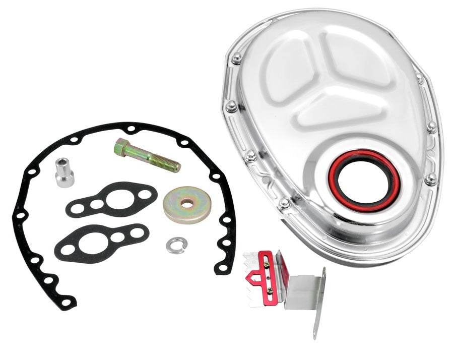 Spectre SB Chevy Deluxe Timing Cover (Incl. Seal/Gasket/Timing Tab/Hardware) - Chrome 42355