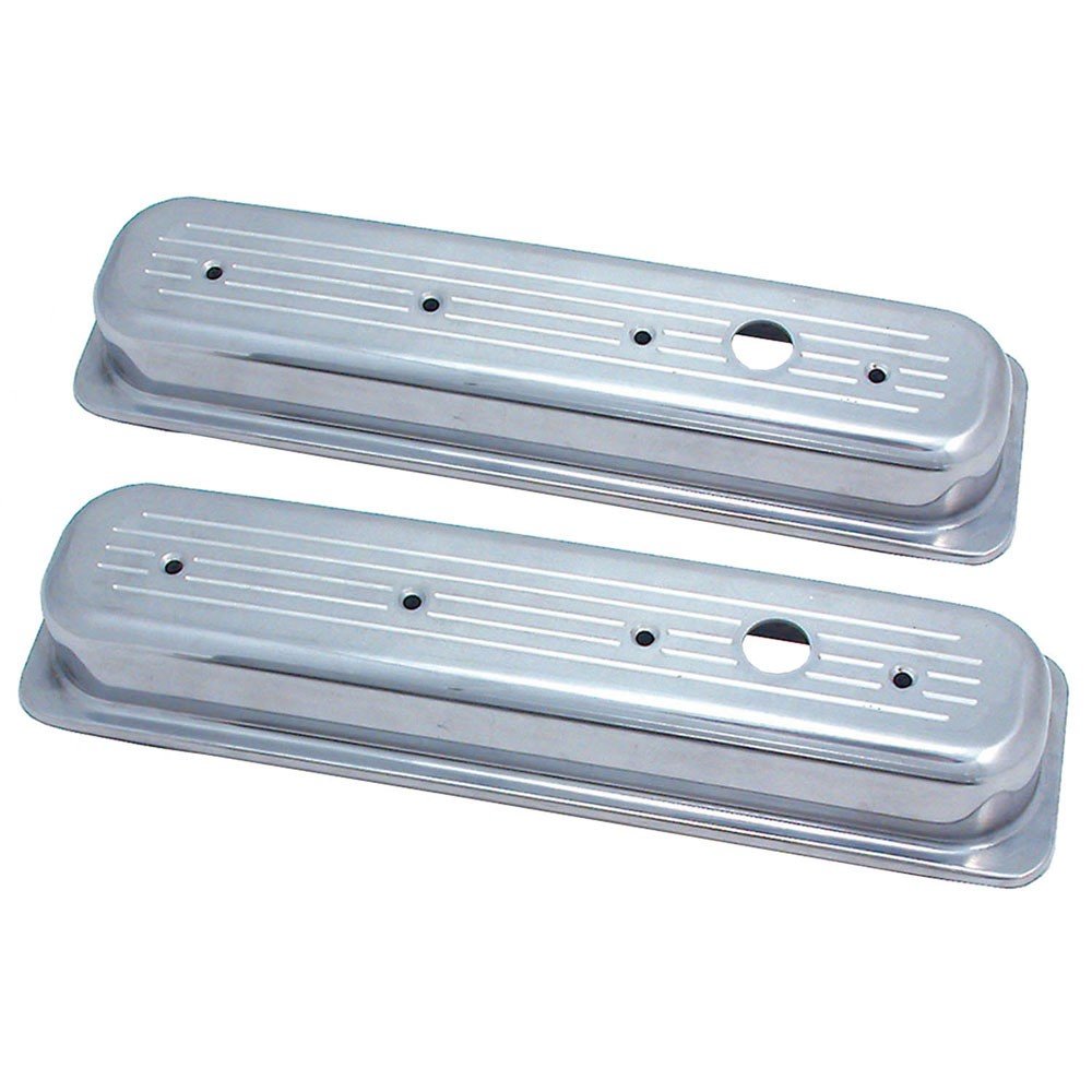 Spectre SB Chevy Center Bolt Short Ball Milled Valve Cover Set - Polished Aluminum 4995