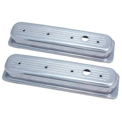 Spectre SB Chevy Center Bolt Short Ball Milled Valve Cover Set - Polished Aluminum 4995