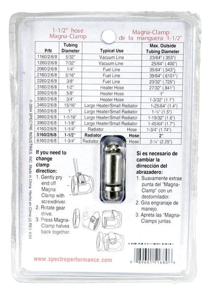 Spectre Magna-Clamp Hose Clamp 1-1/2in. - Chrome 5168