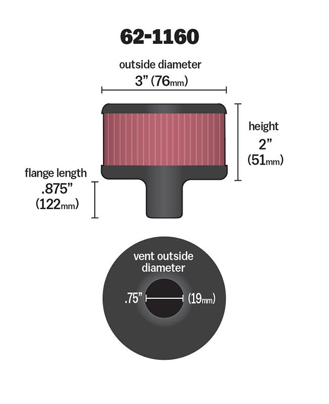K&N Engineering K&N Filter 3/4in Vent 3in Diameter 2in Height 62-1160