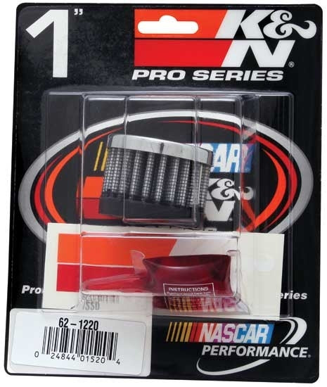 K&N Engineering K&N Rubber Base Crankcase Vent Filter - Chrome 1in Flange ID x 2in OD x 1.5in Height 62-1220