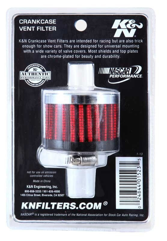K&N Engineering K&N Clamp On Rubber Base Crankcase Vent Filter 0.375in Flange ID x 2in OD x 1.5in Height 62-1320