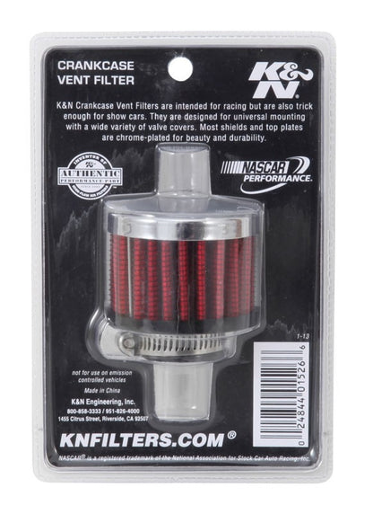 K&N Engineering K&N 3/4 inch ID 2 inch OD 1.5 inch H Clamp On Crankcase Vent Filter 62-1360