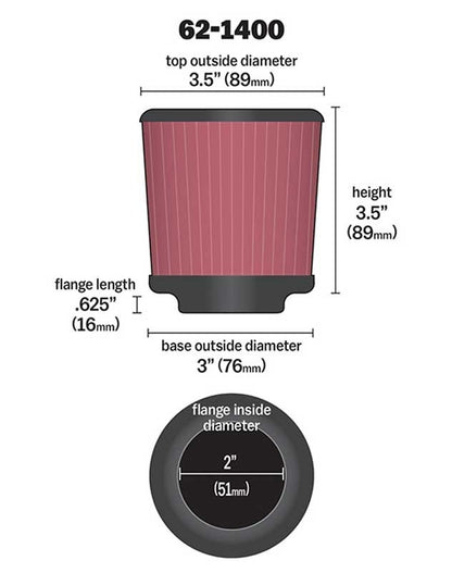 K&N Engineering K&N Tower Base Covered Crankcase Vent Filter w/ Multi-Hose Vents 2in Flange ID / 3in Base OD 62-1400