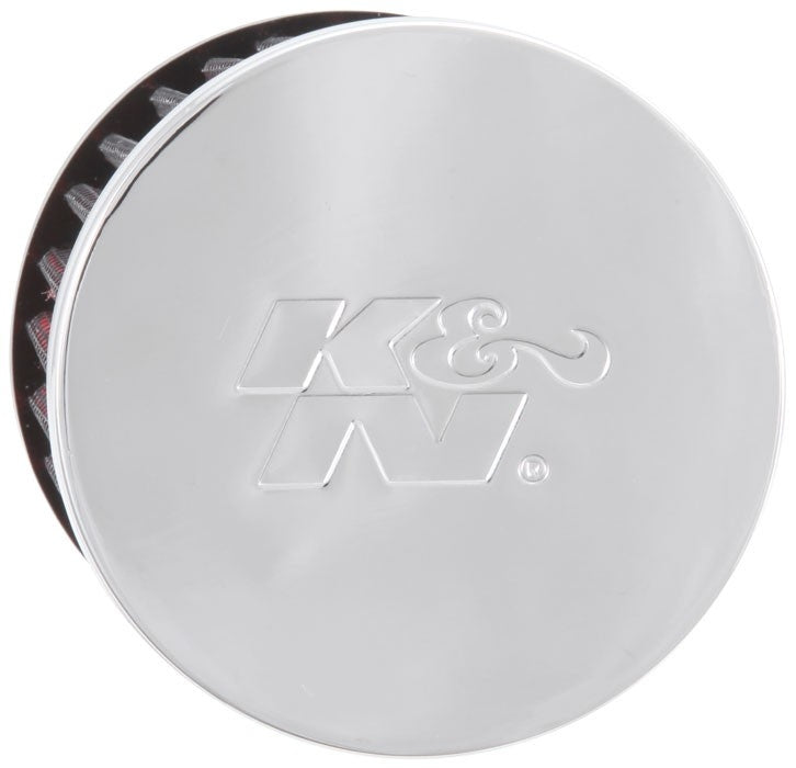 K&N Engineering K&N Rubber Base Chrome Top Push-In Crankcase Vent Filter 3in OD x 2-1/2in H. 62-1490