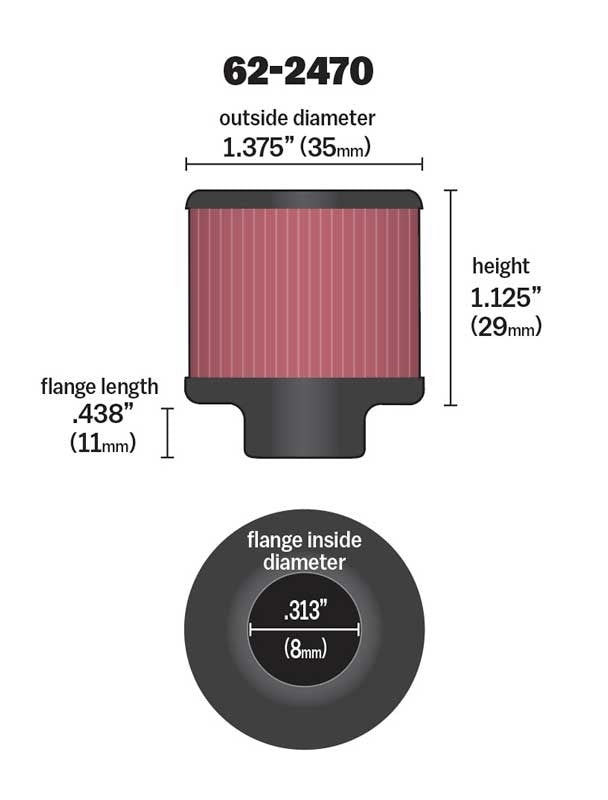 K&N Engineering K&N .315/.431 Flange 1 3/8 inch OD 1.5 inch H Clamp On Crankcase Vent Filter 62-2470