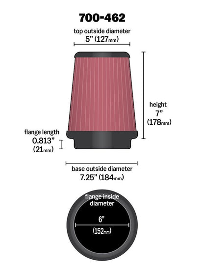 Airaid Universal Air Filter - Cone 6 x 7-1/4 x 5 x 7 700-462