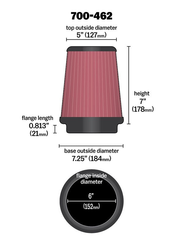 Airaid Universal Air Filter - Cone 6 x 7-1/4 x 5 x 7 700-462