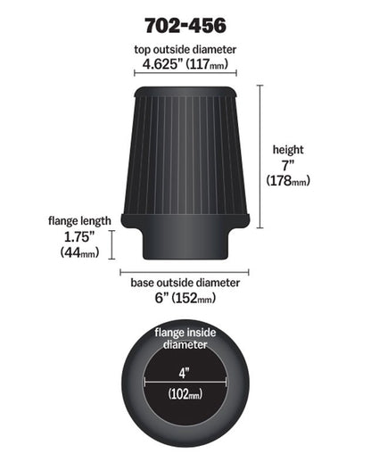Airaid Universal Air Filter - Cone 4 x 7 x 4 5/8 x 6 702-456