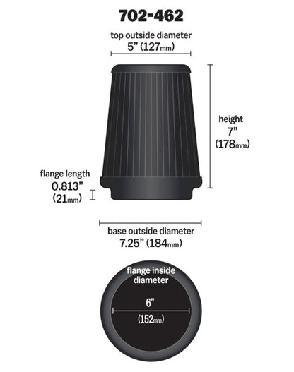 Airaid Universal Air Filter - Cone 6 x 7-1/4 x 5 x 7 702-462
