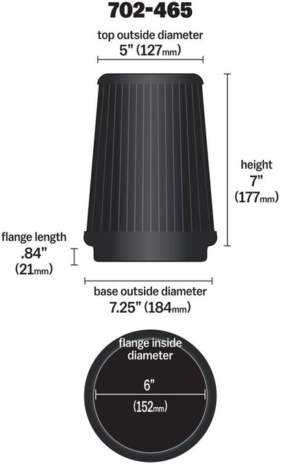 Airaid Universal Air Filter - Cone 6 x 7-1/4 x 5 x 7 702-465