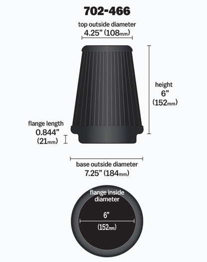Airaid Universal Air Filter - Cone 6 x 7 1/4 x 4 3/4 x 6 - Blue SynthaMax 702-466