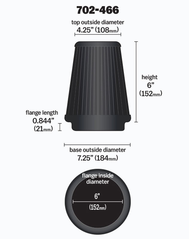 Airaid Universal Air Filter - Cone 6 x 7 1/4 x 4 3/4 x 6 - Blue SynthaMax 702-466