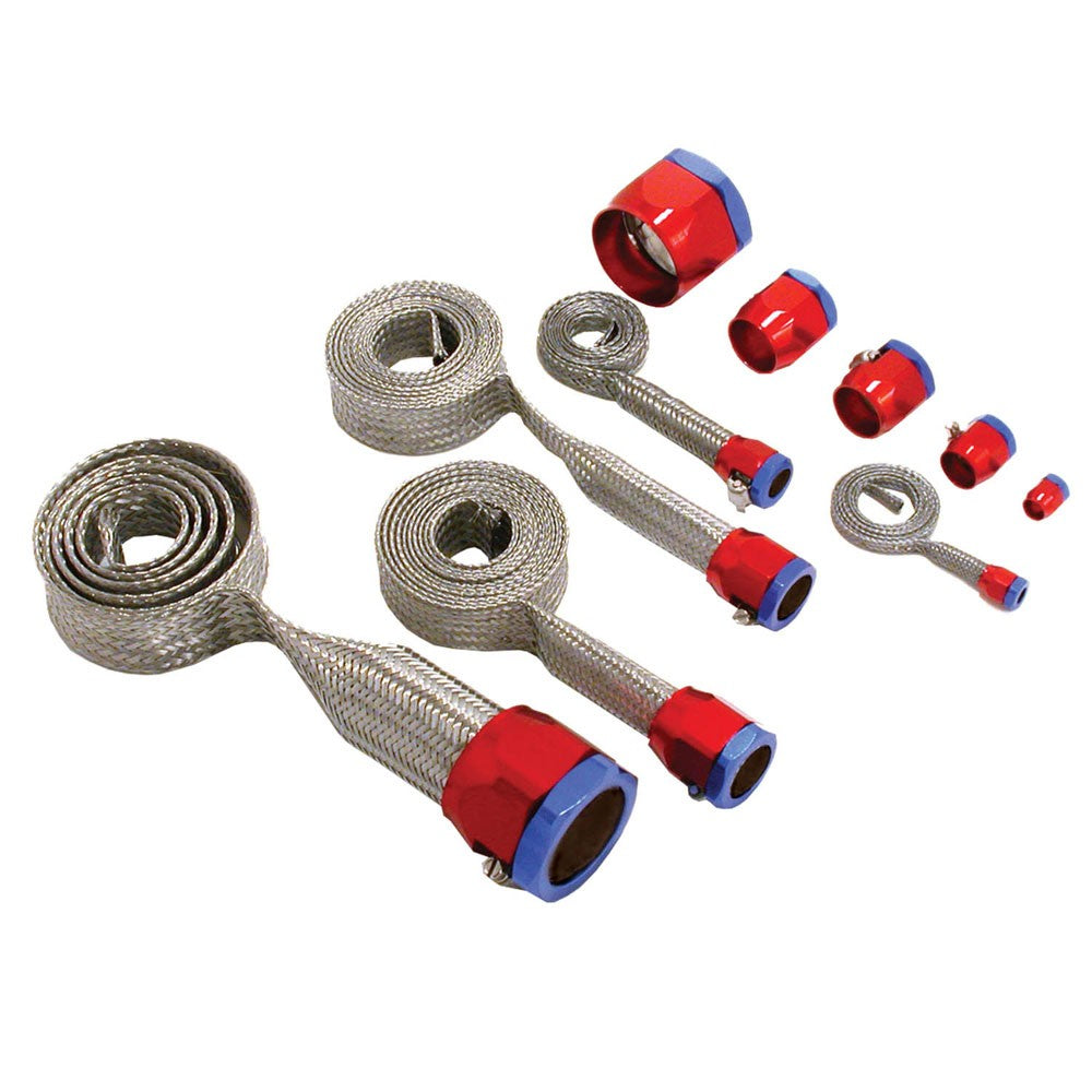 Spectre MagnaBraid 304SS Braided Sleeving Kit - Red/Blue End Caps 7490