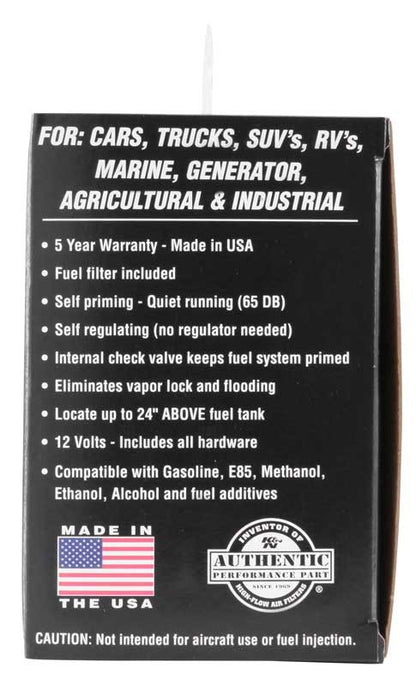 K&N Engineering K&N Performance Electric Fuel Pump 1-2 PSI 81-0400