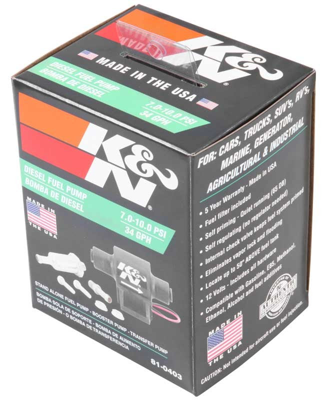 K&N Engineering K&N Performance Electric Fuel Pump 9-11.5 PSI Diesel 81-0403