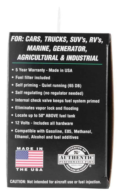 K&N Engineering K&N Performance Electric Fuel Pump 9-11.5 PSI Diesel 81-0403