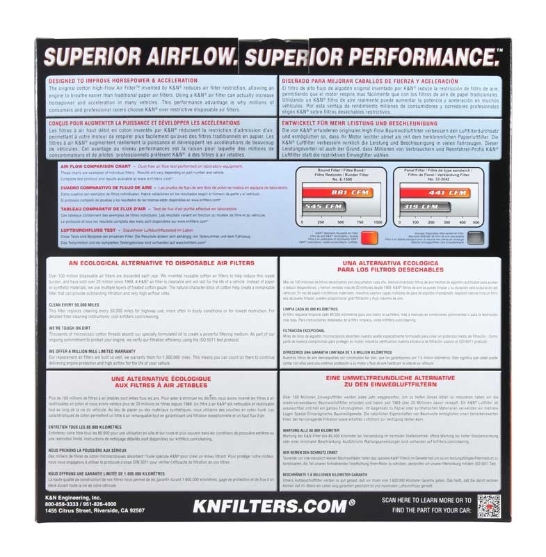 K&N Engineering K&N Replacement Air Filter for 2015 Porsche Macan V6 3.6L E-0660