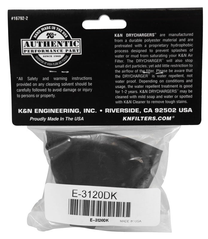K&N Engineering K&N Drycharger Wrap Black Silicone Treated Polyester E-3120DK