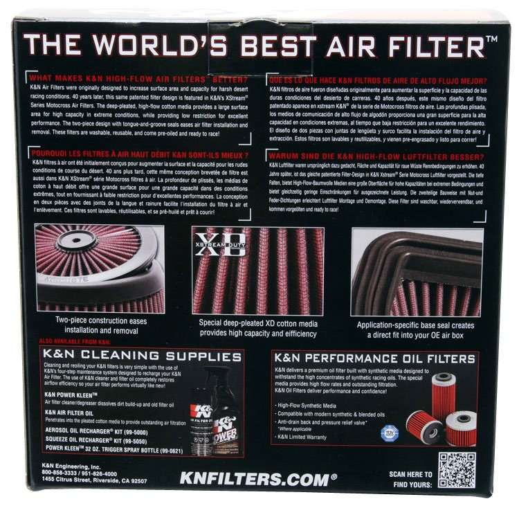 K&N Engineering K&N 04-09 & 12-13 Honda CRF250X / 05-09 & 12-13 CRF450X Replacement Air Filter HA-2505XD
