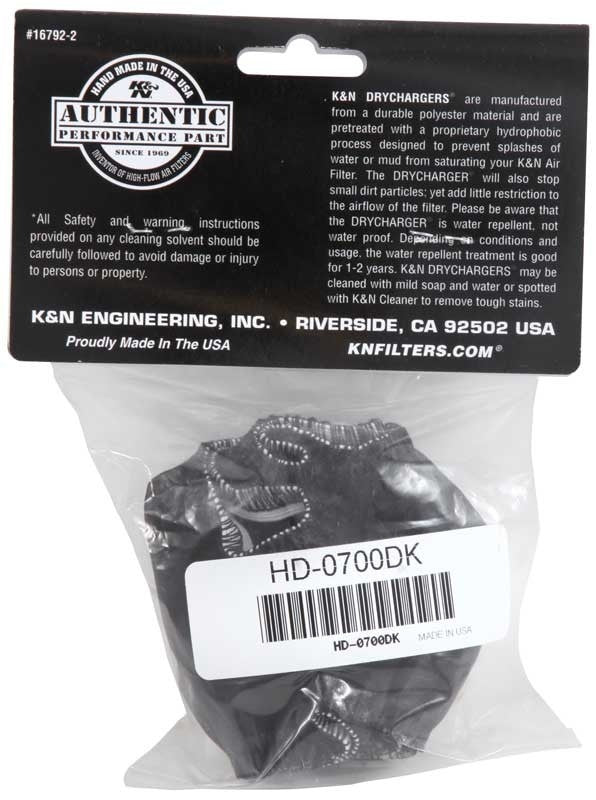 K&N Engineering K&N Drycharger Wrap Black 159mm Base 178mm Top 92mm H HD-0700DK