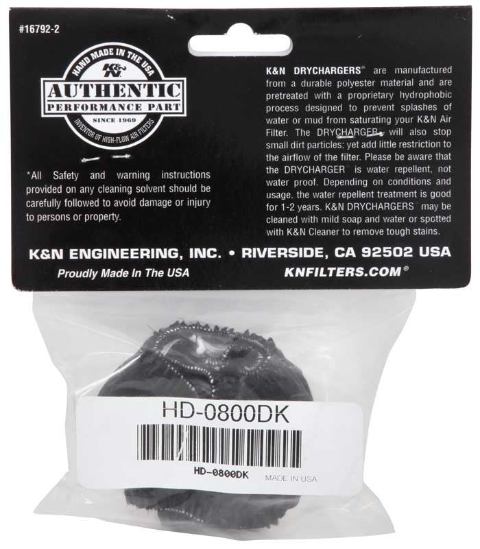 K&N Engineering K&N Drycharger Air Filter Wrap HD-0800 Black HD-0800DK
