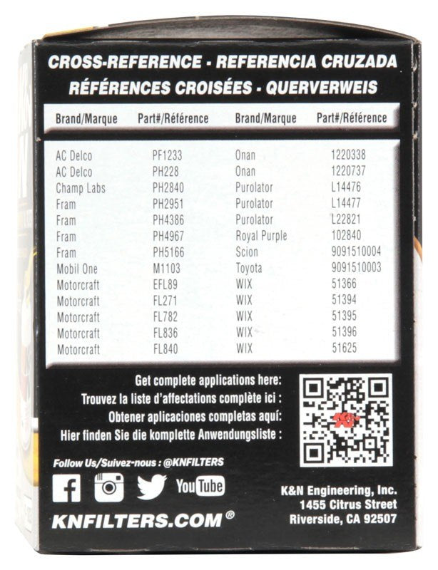 K&N Engineering K&N 03-09 Scion tC / 00-05 Celica GT/GT-S Performance Gold Oil Filter HP-1003